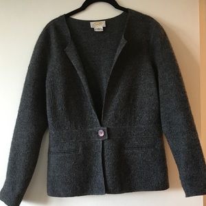 Talbots grey wool sweater jacket with defined waist